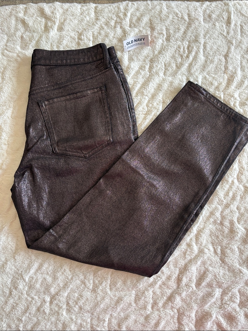 Old Navy Metallic Chocolate Brown Straight Leg Jeans